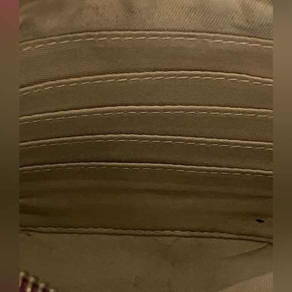 SOLD! EUC Lucky Brand Rayla Burgandy Brown Chevron Leather Wristlet Clutch - Picture 8 of 14